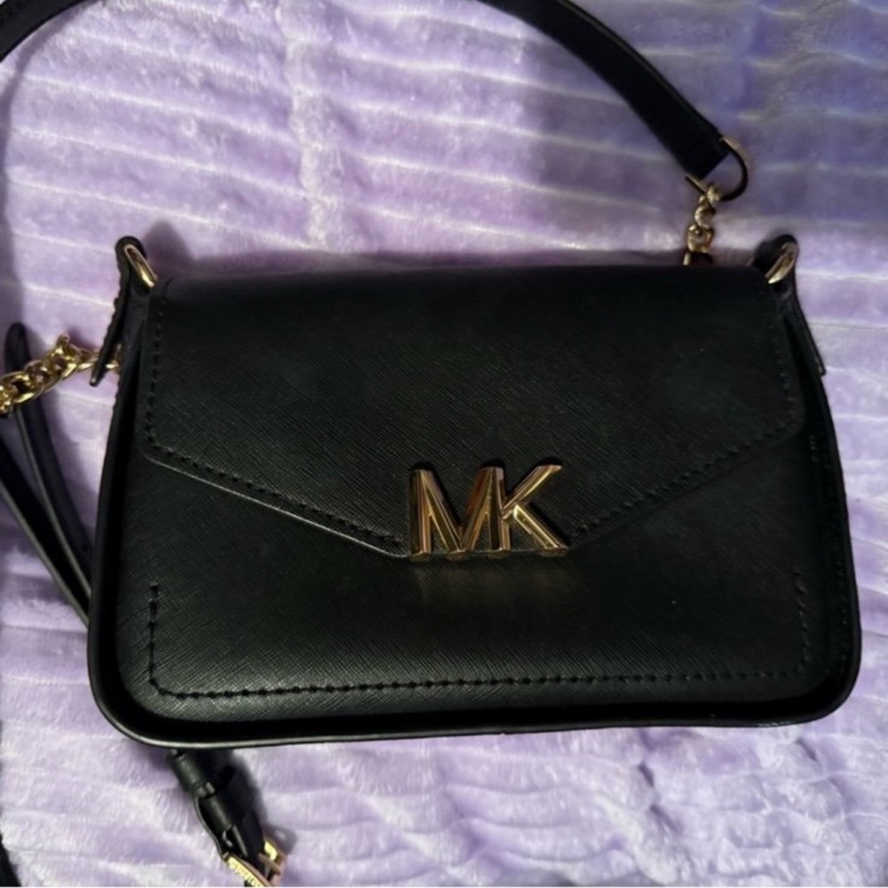Michael Kors Black Crossbody Bag with Gold Accents